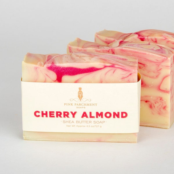 Cherry Almond Soap - Handmade Cold Process Bar Soap, Vegan Soap