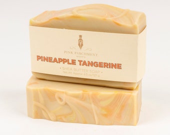 Pineapple Tangerine Soap - Handmade Cold Process Soap, Shea Butter, Bar Soap, Summer Soap