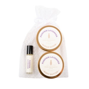 Pumpkin Lavender Gift Set - Roll On Perfume - Body Butter - Sugar Scrub