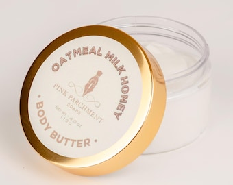 Hafermilch und Honig Körperbutter - Natürliche Shea und Kakaobutter, 4 oz