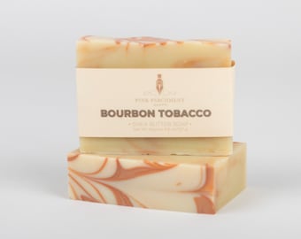 Savon tabac bourbon - pain de savon fait main pour homme, bas de Noël pour homme, cadeaux uniques pour lui