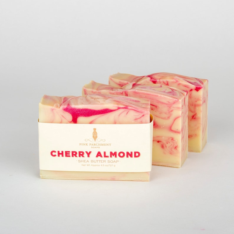 Cherry Almond Soap Handmade Soap, Gift Soap, Soap for Women, Vegan Soap, Stocking Stuffer image 2