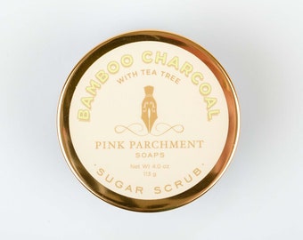 Activated Bamboo Charcoal Sugar Scrub With Tea Tree Essential Oil  -All Natural Face Scrub, Essential Oil Scrub, Acne Sugar Scrub