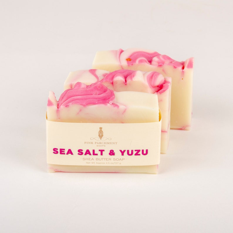 Sea Salt and Yuzu Soap Handmade Sea Salt Bar Soap Cold Process Shea Butter Soap Vegan Soap image 3