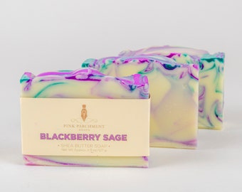 Blackberry Sage Soap - Handmade Cold Process Bar Soap, Vegan Soap, Gentle Soap