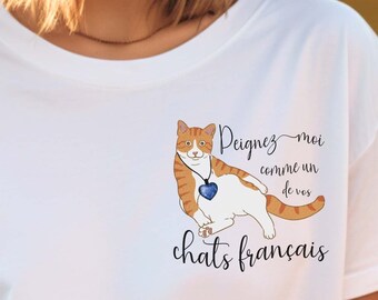 T-shirt chat drôle inspiré du Titanic, chat orange avec collier bleu, cadeau unique pour amoureux des chats roux