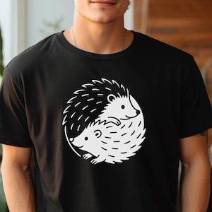Hedgehog Yin-Yang T-shirt cute kawaii design, soft cotton tee for hedgehog mums, Casual Summer Wear, perfect pet lover birthday gift