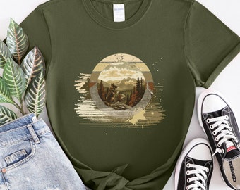 German Shepherd Edge of Mountain Tee, Ideal for Dog Walks, Nature Lover Gift, Unisex S-4XL