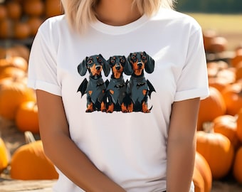 Fledermaus Sausage Staffel Halloween T-Shirt mit Dackel in Fledermaus Kostümen, perfekt für Dackel Hund Liebhaber Geschenk, Größen S-4XL