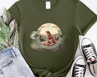 Camiseta Golden Retriever con serigrafía de montaña, regalo unisex para amantes de los perros de senderismo, tallas S-4XL