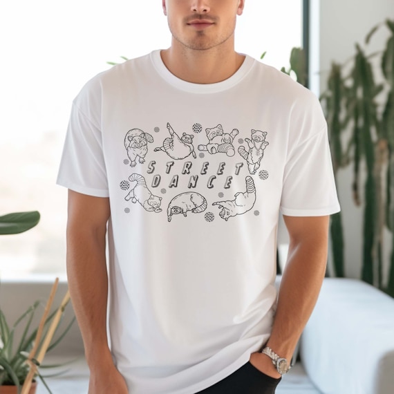 Street Dance Raccoons T-Shirt Retro 80s Style Fun Graphic Tee Casual Wear Animal Lover Gift
