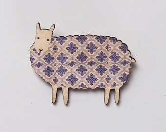 Blue Fair Isle Sheep Brooch