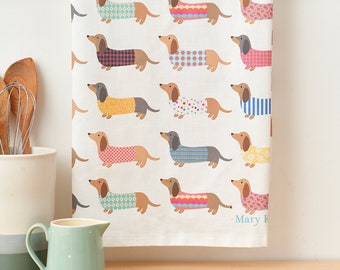 Dashing Dachshund Tea Towel