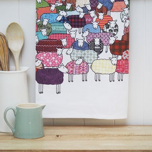 Colourful Sheep Tea Towel image 1