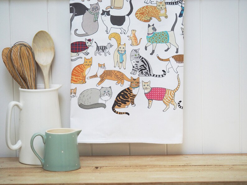 Crafty Cats Tea Towel Etsy
