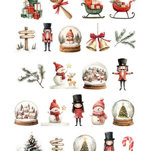 86 Santa's Workshop, PNG Watercolor Clipart, Santa, Mrs. Claus ...