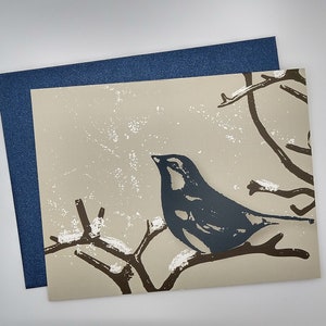 Winter Finch Christmas Holiday Card set of 24 SAVE 5% image 1
