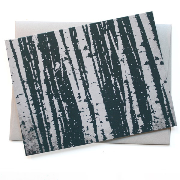 Set of 8 Holiday Card Set / Christmas Cards - Birch Tree Forest