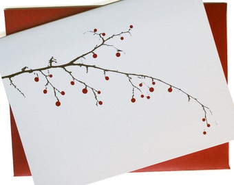 Christmas Cards / Holiday Cards - Berry Branch Cards - set of 24 in white - SAVE 5%