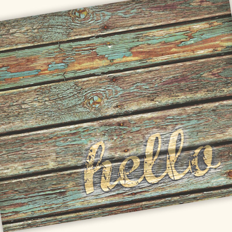 Set of 8 Hello - Rustic, Reclaimed Wood, Weathered Paint in Aqua With ...