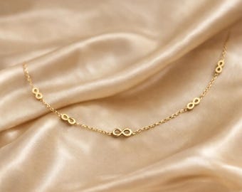 18ct Gold Plated Stainless Steel Dainty Infinity Necklace