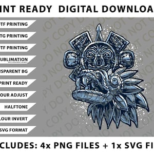 Aztec God Quetzalcoatl Cool Snake Dragon Inca Maya Gift Idea Png Bundle, SVG Files, Digital Downloads