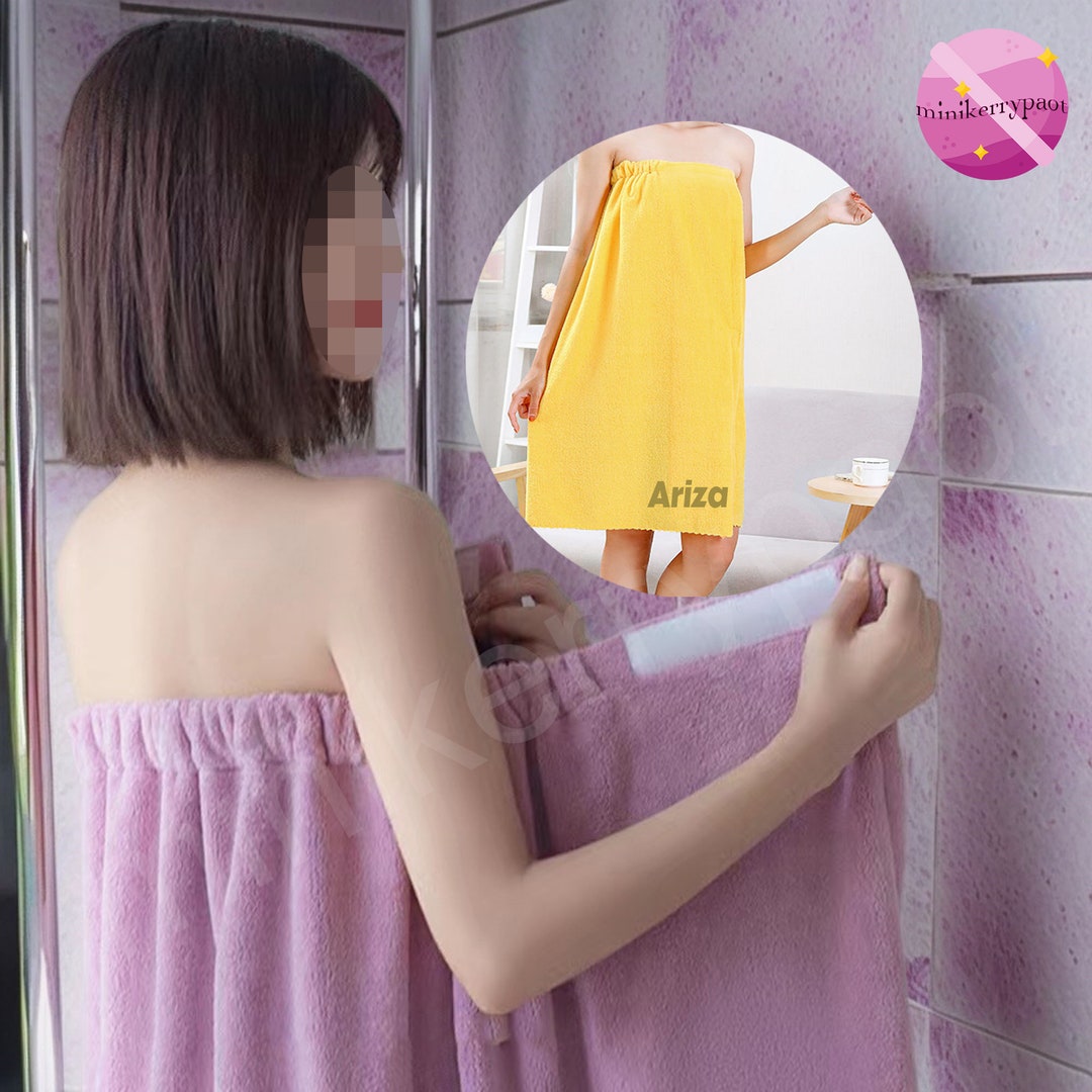 Personalized Adjustable Shower Wrap With Name, Velcro Bath Towel, Soft Wrap Towels for Women ...