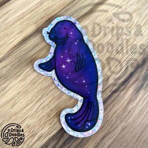 Glitter Galaxy Manatee Aufkleber