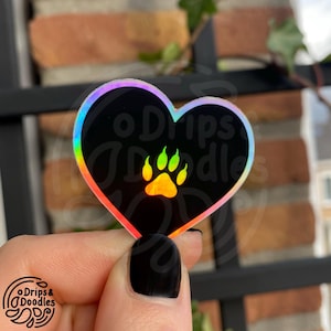 Holografische sticker hondenpoot, sticker kleine hondenpoot