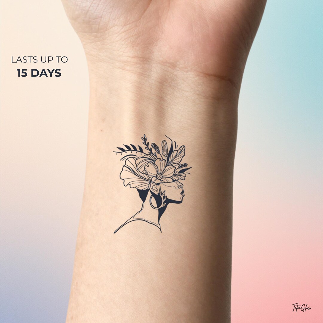 Fine Line Flower Temporary Tattoo | Minimalist Floral Tattoo ...