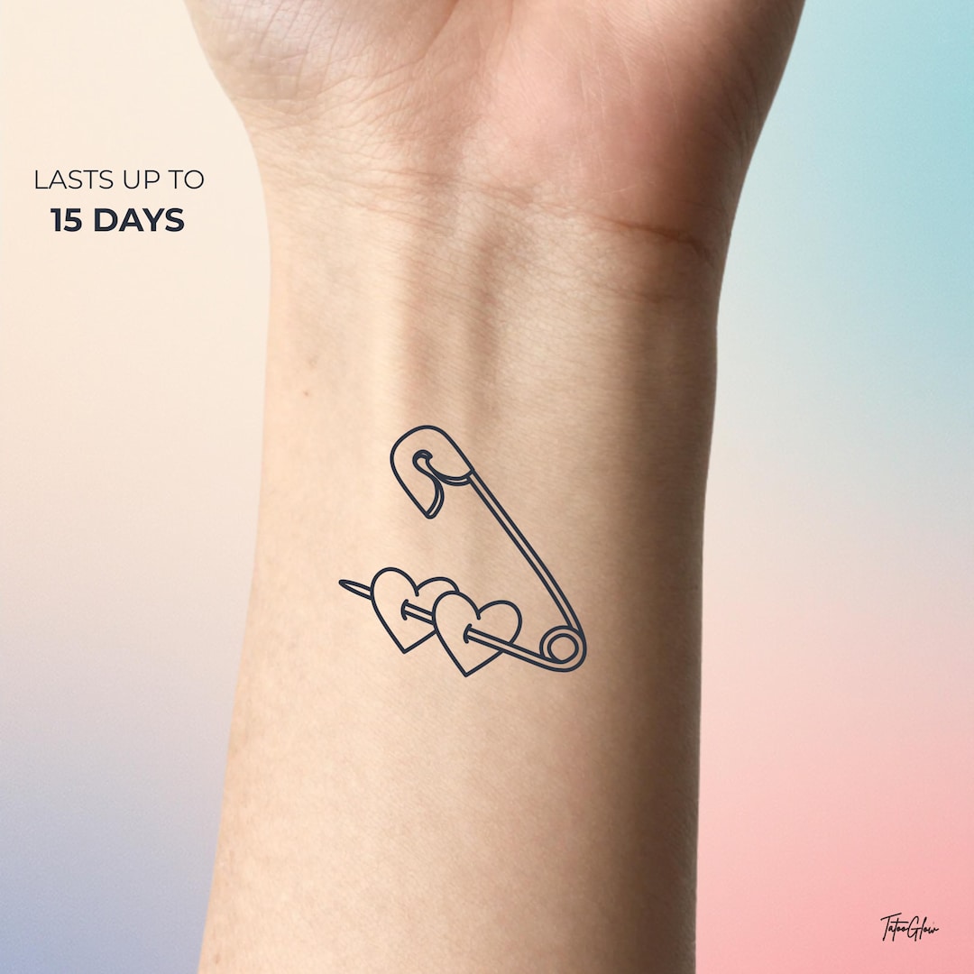 Safety Pin Heart Temporary Tattoo | Edgy Punk Tattoo | Minimalist Love ...
