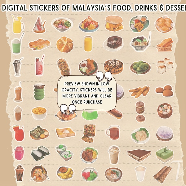 100 pegatinas digitales especiales de Malasia, pegatinas del planificador diario, pegatinas para iPad, pegatinas Goodnotes, pegatinas del planificador digital, PNG
