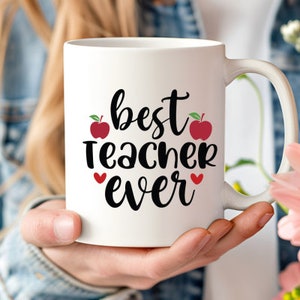 Best Teacher Ever Two-Tone Coffee Mugs, 11oz , Seven Colours ,Thank you teacher mug,Teacher Gift, Coffee Cup ,World Teacher Day, Cherry