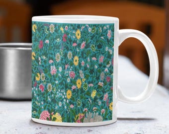 Taza floral vintage / Taza de café botánica colorida, decoración cottagecore