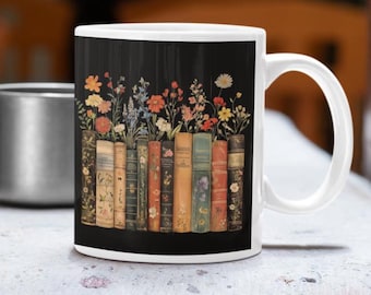 Botanical Books Mug | Cottagecore Library Coffee Cup