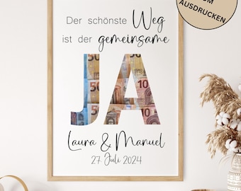 Personalized money gift for weddings, gift for the bride and groom, personalized wedding gift, money gift for weddings, money for the bride and groom