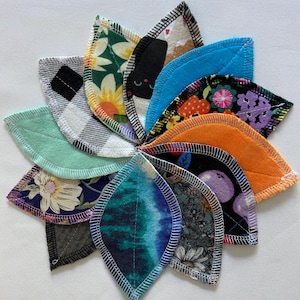 Interlabiale pad ILP-verpakking van 6 of 12 geassorteerde stoffen bamboe katoen velours flanel katoenzorb interlabiale bloemblaadje herbruikbare ILP-periodepad
