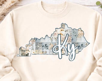 Design digitale retrò in PNG con patchwork floreale del Kentucky