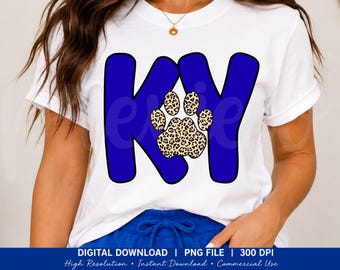 Kentucky PNG, stampa leopardata, grafica preppy dello stato (download immediato)