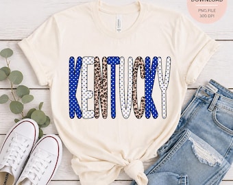 Kentucky PNG, stampa leopardata a pois, grafica preppy dello stato (download immediato)