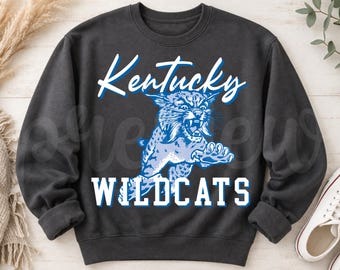 Kentucky Wildcats PNG Vintage Mascot Sublimation Design Blue Kentucky Shirt Graphic Digital Download