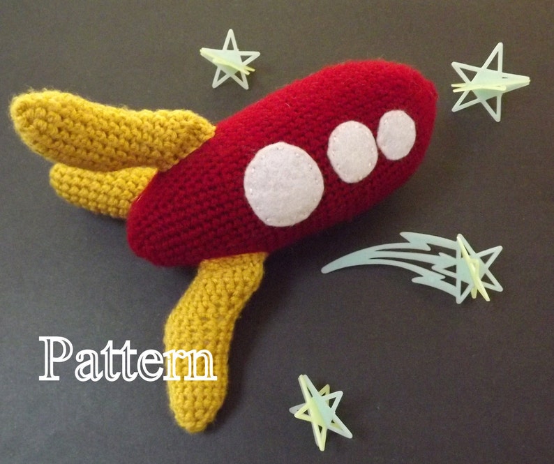 PDF Pattern Retro Rocketship Crochet imagem 1