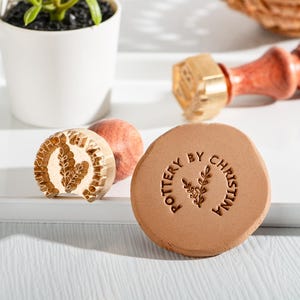 Tampon en céramique avec logo personnalisé, Tampon en pâte polymère, Tampon personnalisé pour poterie en laiton de 12 mm d'épaisseur, pour argile, Tampon pour céramique, Tampon pour potier.