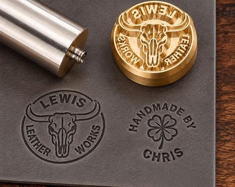 Custom Leather Stamp, Personalized Brass Logo Stamp, Leather Embossing Tool With Metal Handle, Leather Crafting Essentials, Gift for Him
