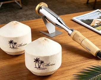 Personalized Coconut Branding Iron, Custom Coconut Logo Stamp, Brass Branding Iron for Summer Party,  Gift for Him, Luau Party