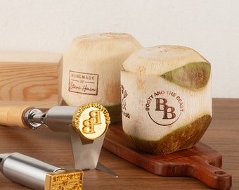 Custom Coconut Brand Iron, Coconut Branding Iron Custom, Custom Coconut Stamp, Custom Wood Branding Iron For Woodworkers, Leather Stamp.