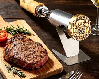 Custom Personalized Steak Branding Iron Electric BBQ Meat Stamp Copper Logo Maker, Unique Grill Master Gift for Him, Husband, Men, Groomsmen