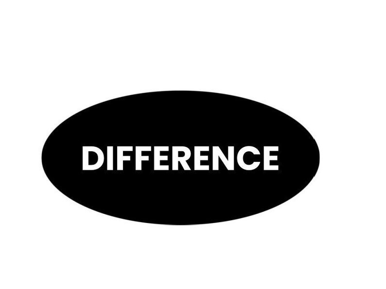 May include: Black and white oval sticker with the word "DIFFERENCE" in white text.