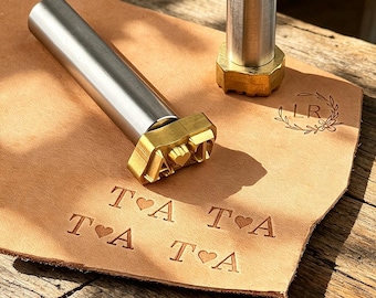 Custom Leather Branding Iron, Personalized Cold Press Handle Leather Stamp, Custom Logo Hammering Brand Iron Stamp, Gift for Leather Man