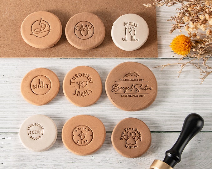 Personalized Ceramic Stamps, Polymer Clay Stamp,Custom 12 Mm Thick Brass Pottery Stamp, Father's Day Gifts For Pottery Makers, Gift For Her.
